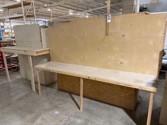 Assorted Wooden Workbenches and Shelving Unit