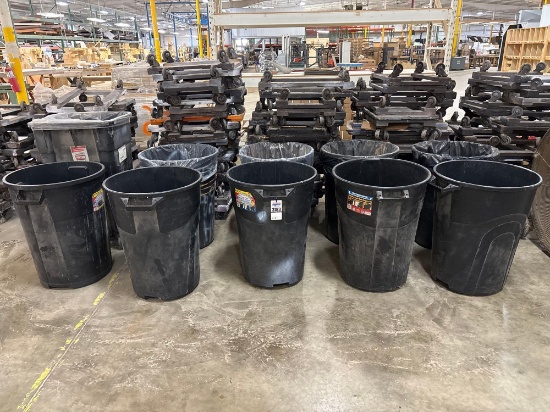 (10) Heavy-Duty Plastic Trash Cans