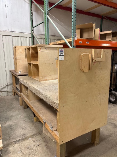 Custom-Built Plywood Workbench with Cubby Shelving Unit