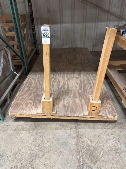 Wooden Rolling Shop Dolly with Upright Posts