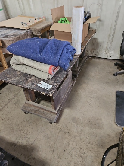 (2) Shop Utility Carts with Moving Blankets, Stretch Wrap, and Fall Protection Harness Kit
