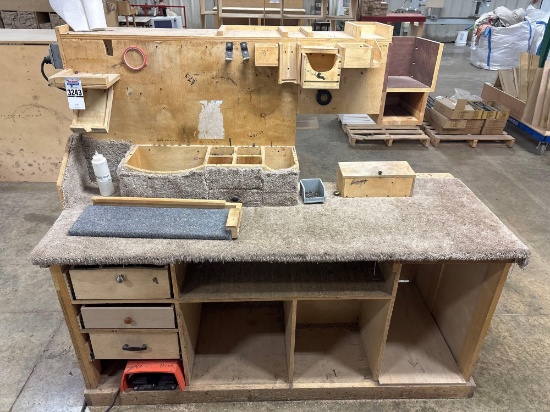 Workbench with Pegboard Back Panel and Storage w/Contents