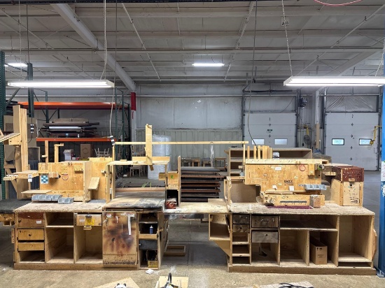 Workbenches with Pegboard Backs, Drawers & Storage (Qty 3â€“4)