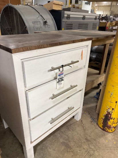 Wooden Rolling Work Cart with Lower Shelf, & 3-Drawer Chest with Wood Top