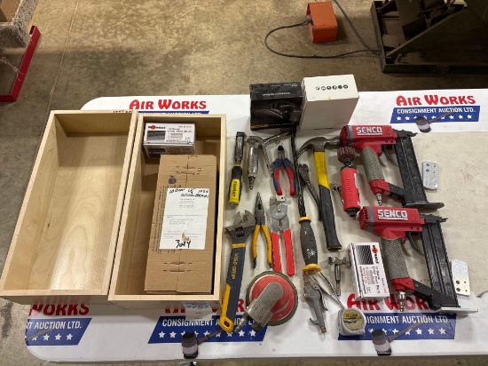 Sioux Air Die Grinder, 3M Random Orbital Sander, (2) Senco Brad Nailers & Hand Tools