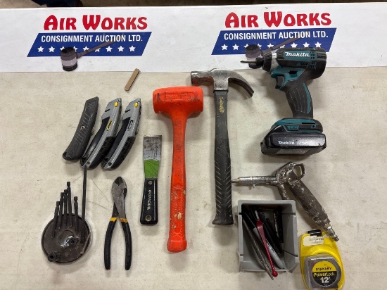 Makita XDT11 18V Impact Driver with Battery & Assorted Hand Tools