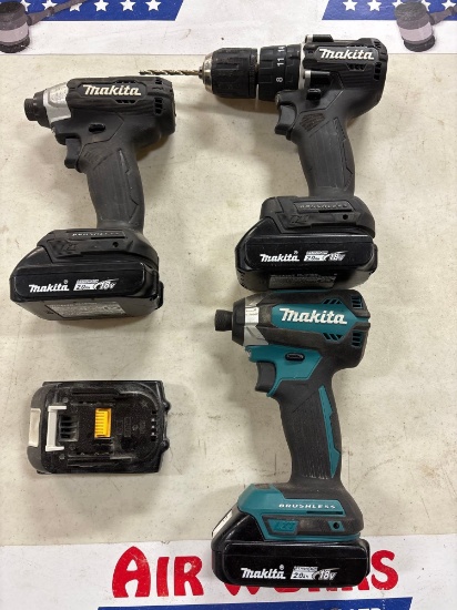 Makita 18V Brushless Cordless Tools: XDT13 Impact Driver, XDT18 Impact Driver, XPH15 Hammer Drill wi