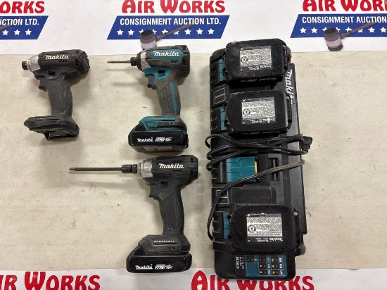 Makita 18V Cordless Impact Drivers XDT18 & XDT13 with (3) BL1820B Batteries & DC18SF Charger
