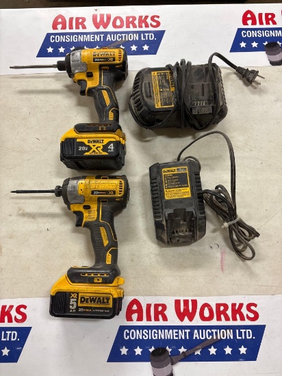 DeWalt DCF886 20V MAX XR Cordless Impact Drivers with Chargers and Batteries