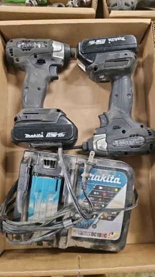 Makita XDT18 18V Cordless Impact Drivers with (2) Batteries & DC18RC Charger