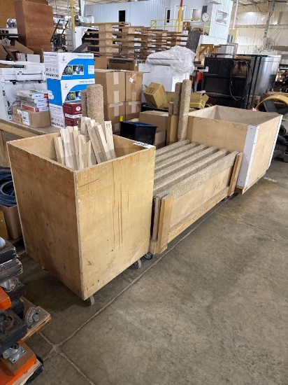 (3) Plywood Rolling Carts with Carpet Padding and Hardwood Trim Stock