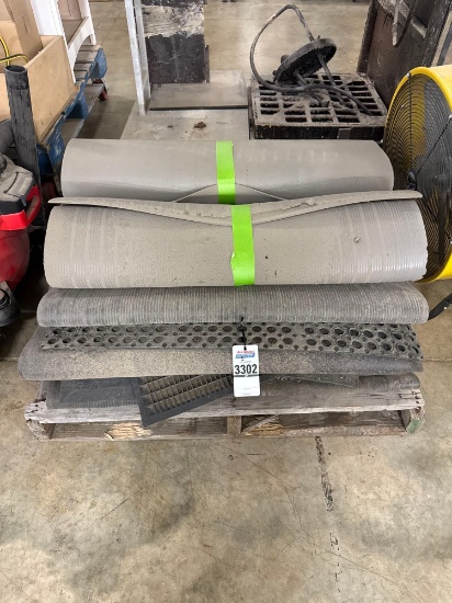 Assorted Rubber Floor Mats: Rolled Ribbed Mats, Perforated Drainage Mats, Flat Mats