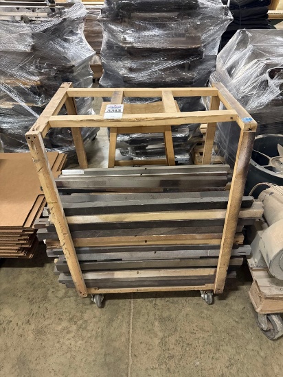 Assorted Finish Blocks with Wooden Storage Cart and Stool