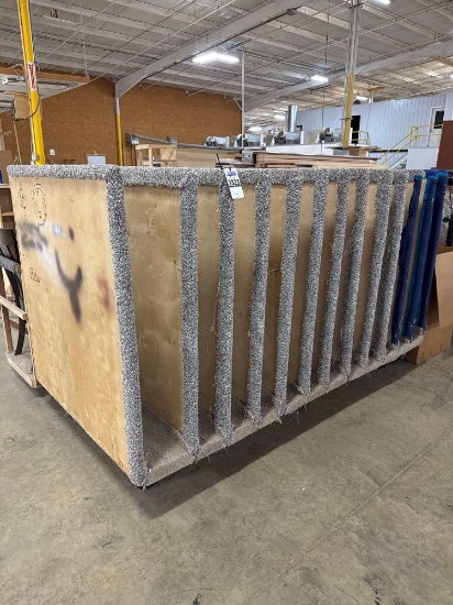 Carpet-Lined Panel Transport Cart with Assorted Cabinet Door Panels and Hardware Box