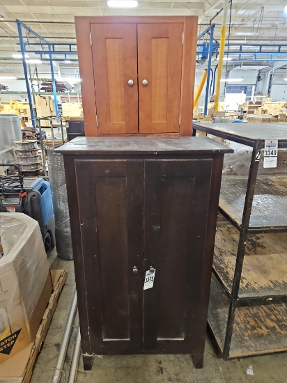 Wood Storage Cabinets with Contents