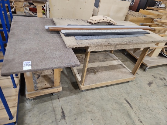 (2) Carpet-Top Wood Shop Carts on Casters