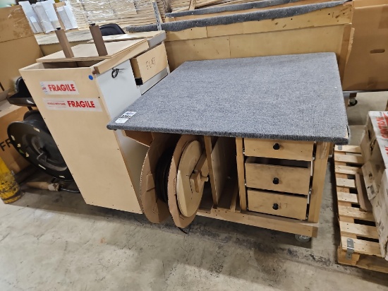 Carpet Padded Top Table w/Rubber Trim Roll & Dispenser
