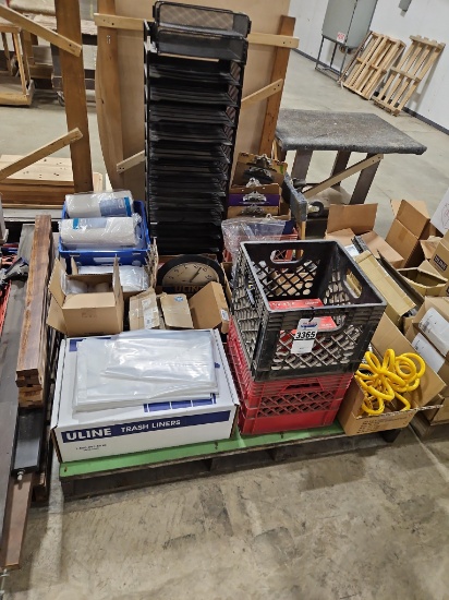 Assorted Office Supply Lot: Mesh Paper Trays, Trash Liners, Staples, Bags