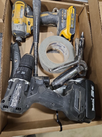 DeWalt 20V Impact Driver & Makita 18V Hammer Drill w/Batteries & Assorted Hand Tools