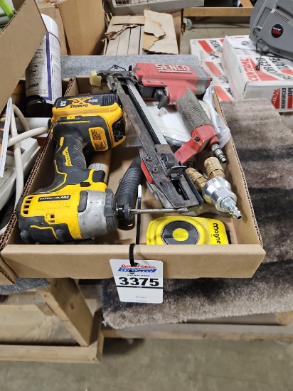 DeWalt DCF809 20V Brushless Impact Driver with Senco Pneumatic Nailer & Assorted Hand Tools