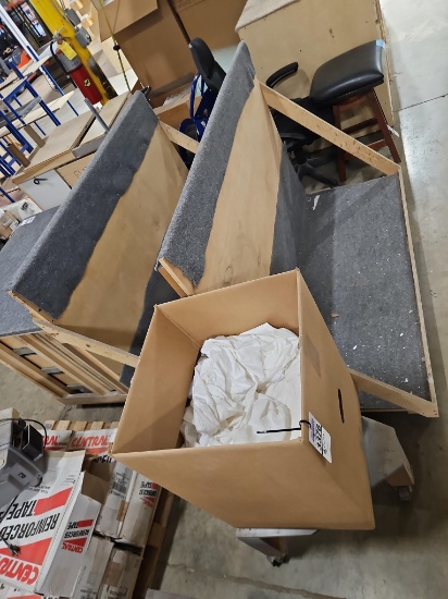 (3) Carpet-Lined Wood Panel Transport Carts on Casters