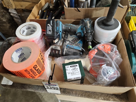 Makita XDT08 18V Impact Driver w/Charger & Battery, Prebena Staples & Uline Label Rolls