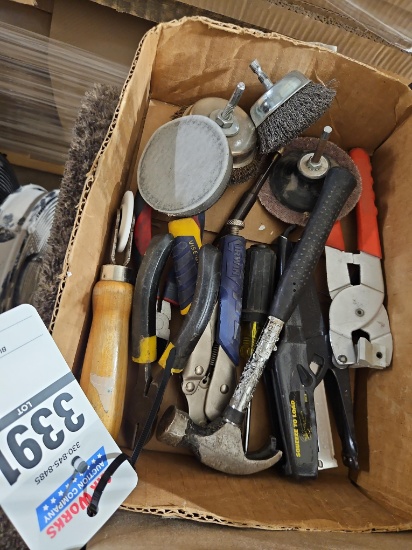 Assorted Hand Tools: Irwin Screwdriver, Vise-Grip Pliers, Hammer, Staple Gun & More