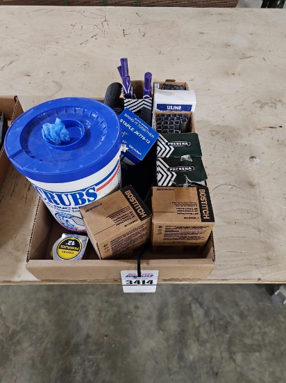 Assorted Shop Supplies: Staples, Hand Tools, Tape Measure & Hand Cleaner