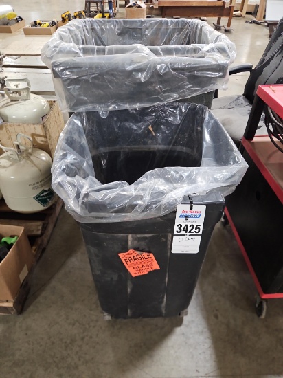 (2) Wheeled Trash Cans: Incredible Plastics 45 Gal, Toter 96 Gal 2-Wheel Cart