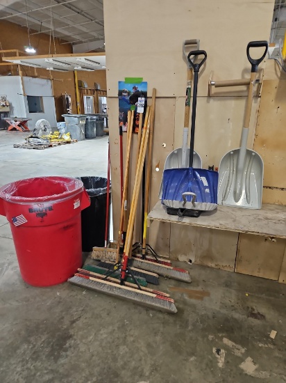 Snow Shovels, Push Brooms, Trash Cans