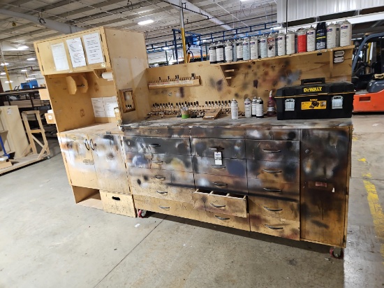 Wood Furniture Touch-Up Workstation with DeWalt 23" Tool Box & Mohawk Finish Supplies