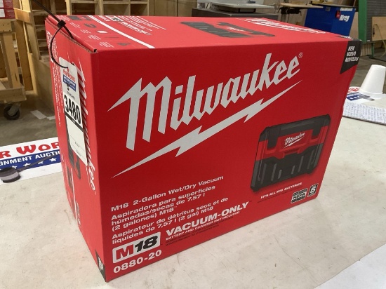 Milwaukee M18 0880-20 Cordless 2-Gallon Wet/Dry Vacuum, 45 CFM