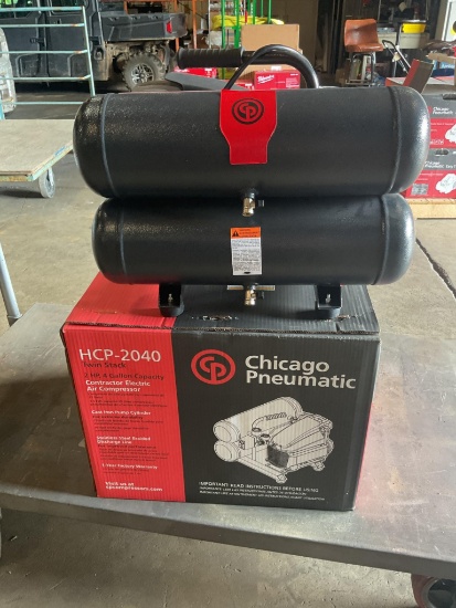 NEW Chicago Pneumatic HCP-2040 Twin Stack Electric Air Compressor, 2 HP, 4 Gallon, 135 PSI