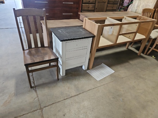 3-pc Assorted Furniture - Chair, Side Cabinet, & Frame