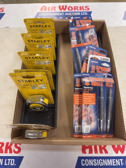 Stanley PowerLock Tape Measure & Spring Tools Hammerless Nail Set