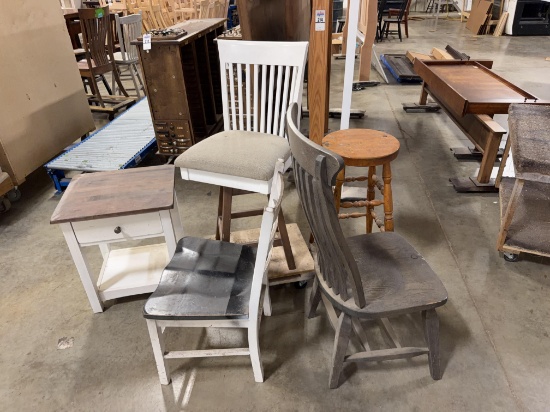 4 Assorted Chairs and Side Table