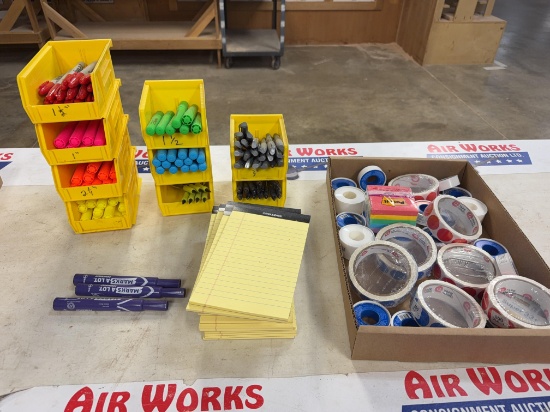 Assorted Office & Shop Supply Lot w/ Markers, Labels, Notepads & Teflon Tape