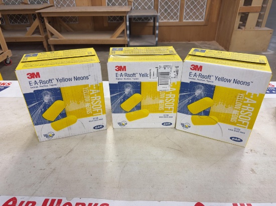 3 Boxes 3M E-A-Rsoft Yellow Neons Foam Earplug, Qty 3 Boxes