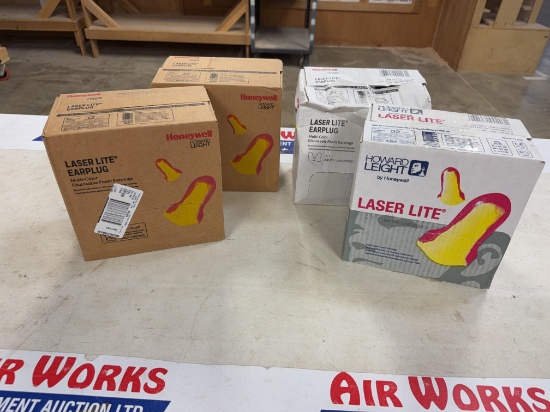 4 Boxes Honeywell and Howard Leight Laser Lite Foam Earplug Lot, Qty 4 Boxes