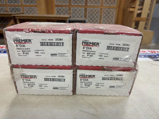 4 Boxes Carbo Premier Red 5" P150 Hook & Loop Sanding Discs