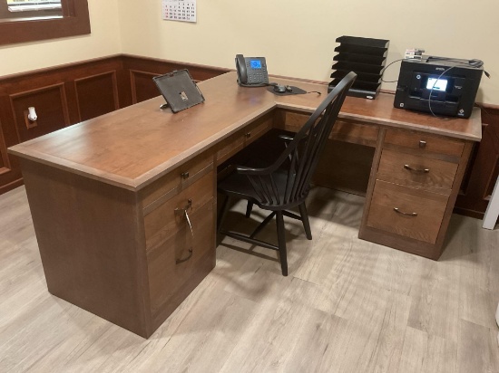 Office Desk and Contents with Captains Chair and Epson WF-4820 Printer