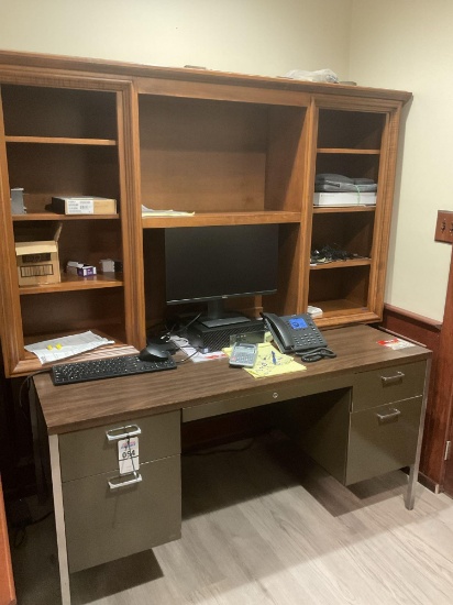 Metal desk with Wood Hutch Top, Computer Not Included