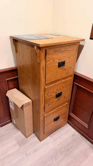 Oak Three-Drawer File Cabinet