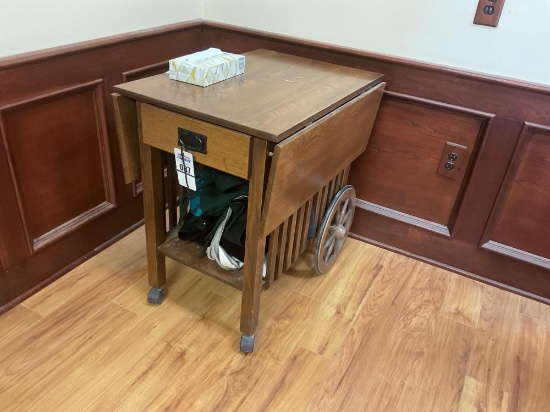 Oak Drop-Leaf Utility Cart