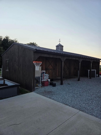 (Inv.30004) 19' x 35' Portable Horse Barn with 3 Stalls and Tack Room, Folding Roof For Transport