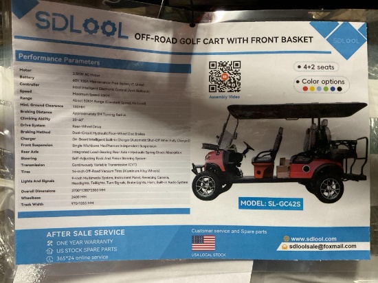 (Inv.30031) New Unused SDLOOL SL-GC42S Off-Road Electric Golf Cart - 6 Passenger, 60V Battery, Green