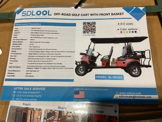 (Inv.30033) New Unused SDLOOL SL-GC42S Off-Road Electric Golf Cart - 6 Passenger, 60V Battery, Green