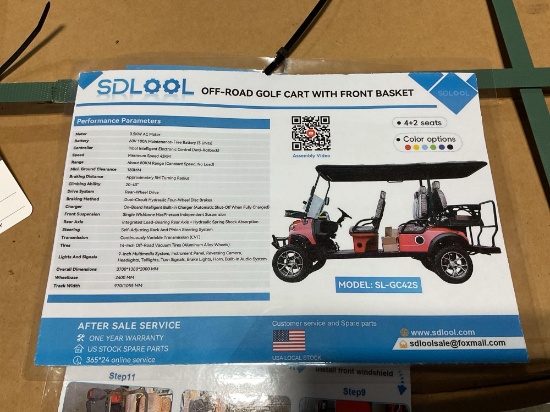 (Inv.30034) New Unused SDLOOL SL-GC42S Off-Road Electric Golf Cart - 6 Passenger, 60V Battery, Red