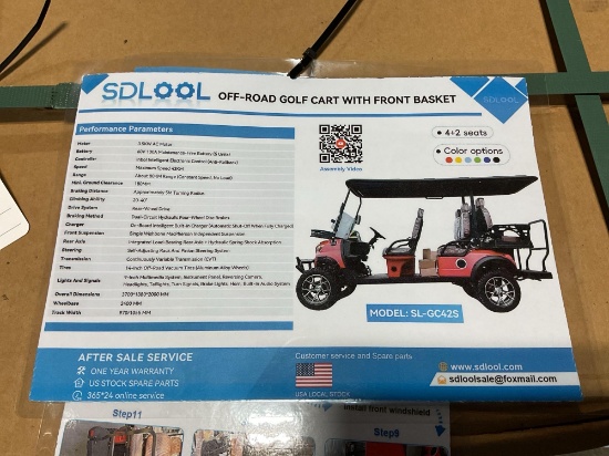(Inv.30035) New Unused SDLOOL SL-GC42S Off-Road Electric Golf Cart - 6 Passenger, 60V Battery, Green