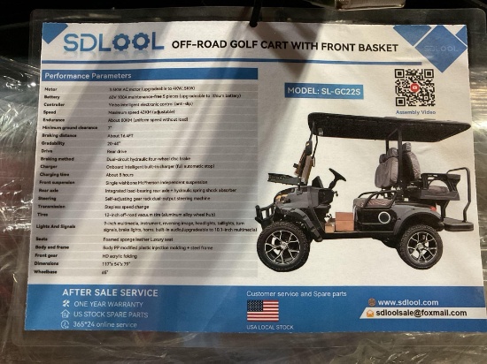 (Inv.30037) SDLOOL GC22S Off-Road Electric Golf Cart - 2 Passenger, 60V Battery, 4000W AC Motor